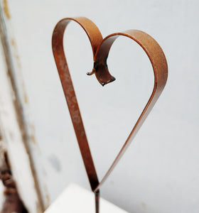 Steel Patina Heart on a Stand